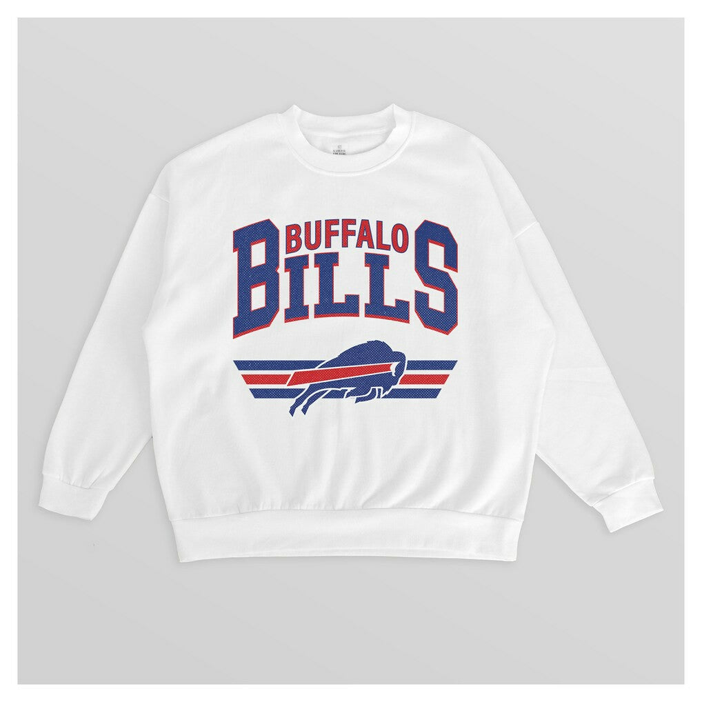 Buffalo Bills Gameday Couture Women's Swift Strike Premium Oversized Fleece Pullover Sweatshirt White - NFL