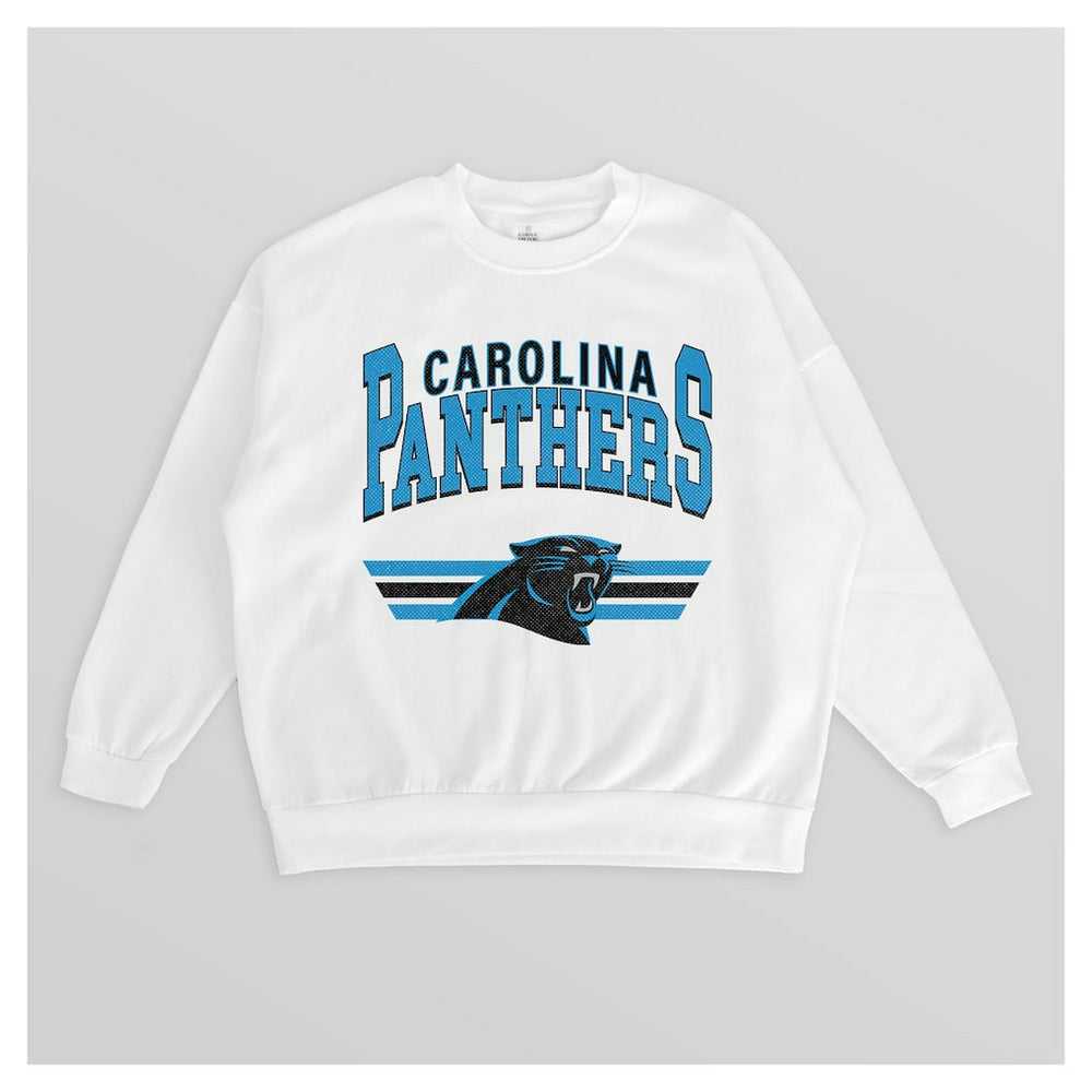 Carolina Panthers Gameday Couture Women's Swift Strike Premium Oversized Fleece Pullover Sweatshirt White - NFL