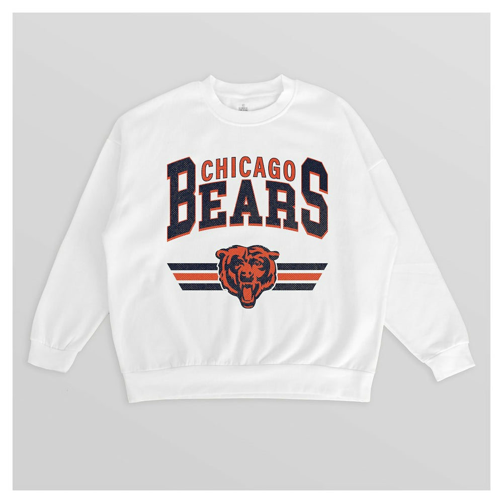 Chicago Bears Gameday Couture Women's Swift Strike Premium Oversized Fleece Pullover Sweatshirt White - NFL