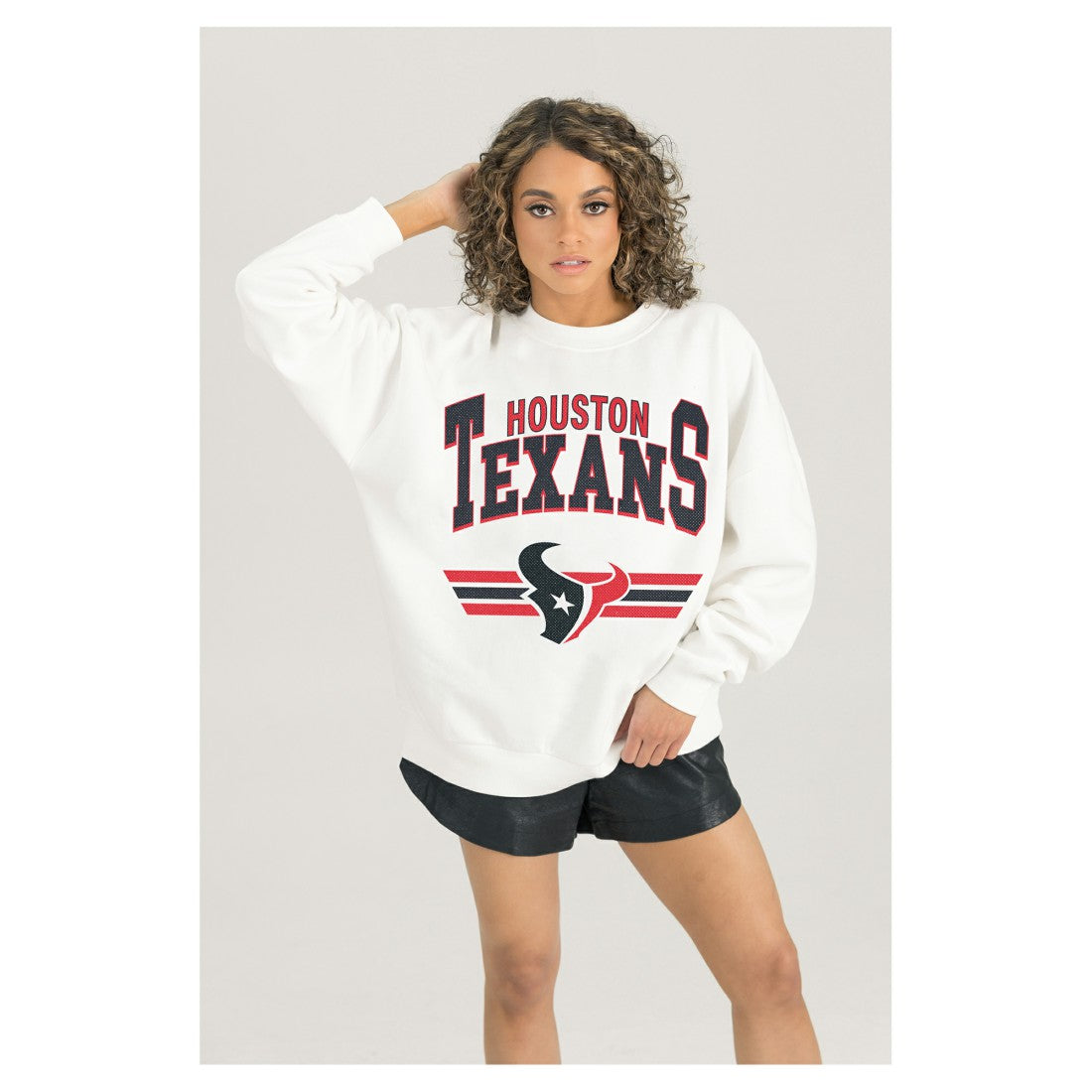 Houston Texans Gameday Couture Women's Swift Strike Premium Oversized Fleece Pullover Sweatshirt White - NFL