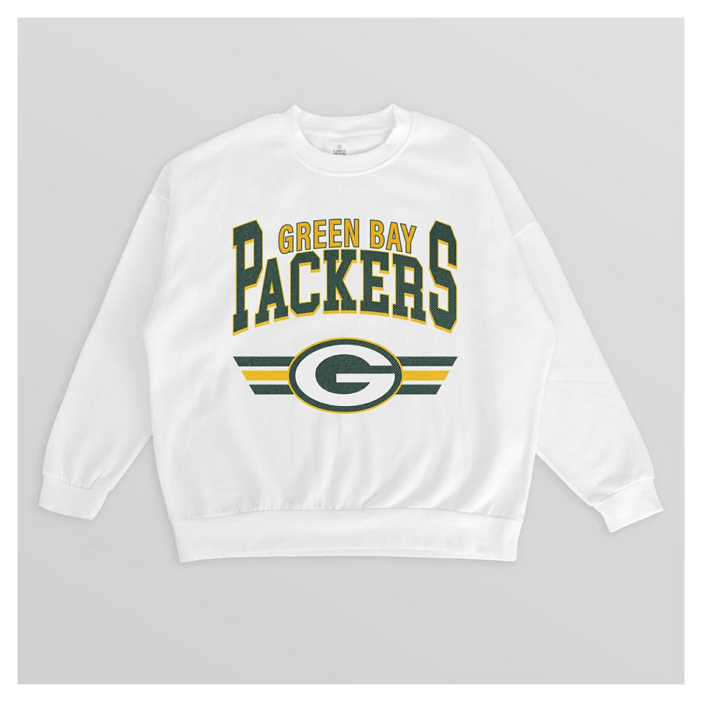 Green Bay Packers Gameday Couture Women's Swift Strike Premium Oversized Fleece Pullover Sweatshirt White - NFL
