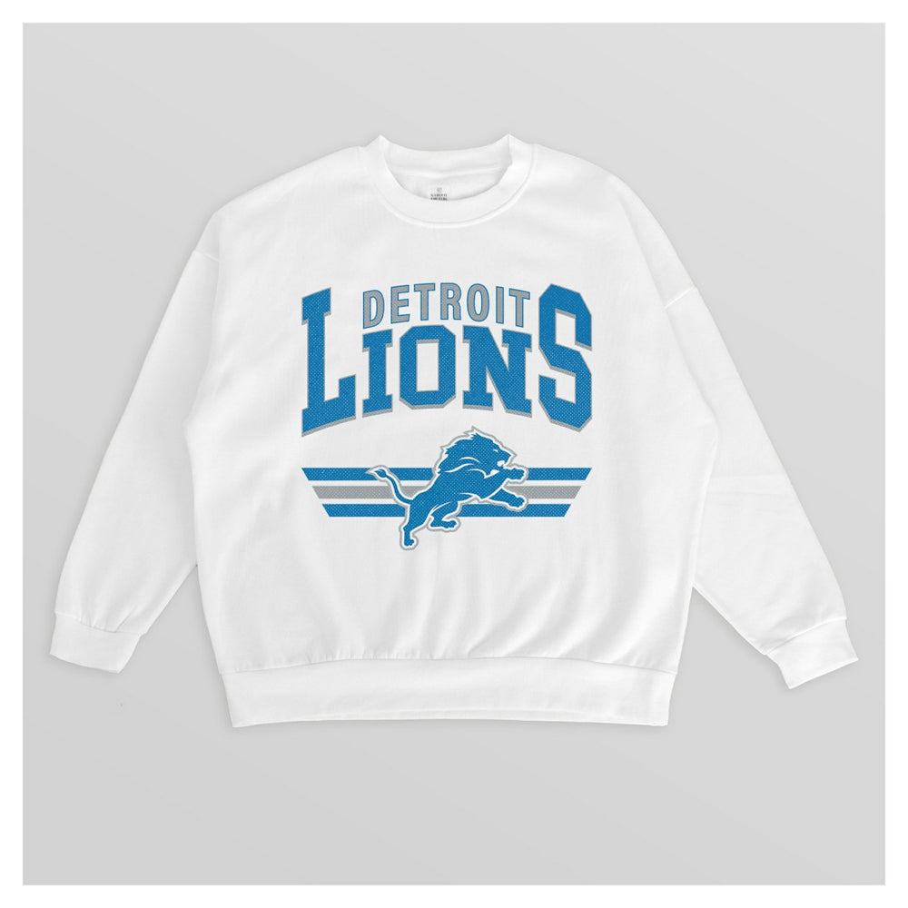 Detroit Lions Gameday Couture Women's Swift Strike Premium Oversized Fleece Pullover Sweatshirt White - NFL