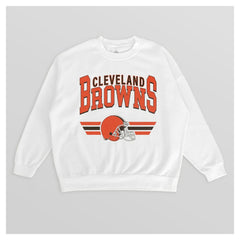 Cleveland Browns Gameday Couture Women's Swift Strike Premium Oversized Fleece Pullover Sweatshirt White - NFL