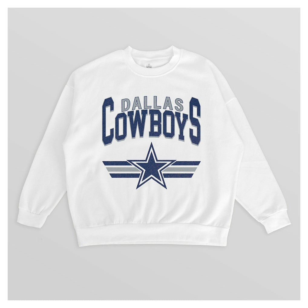 Dallas Cowboys Gameday Couture Women's Swift Strike Premium Oversized Fleece Pullover Sweatshirt White - NFL