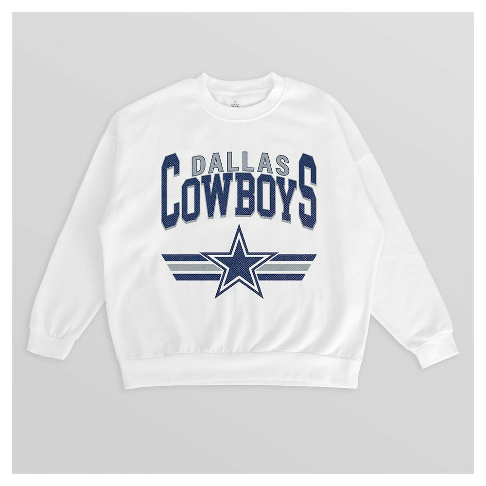 Dallas Cowboys Gameday Couture Women's Swift Strike Premium Oversized Fleece Pullover Sweatshirt White - NFL