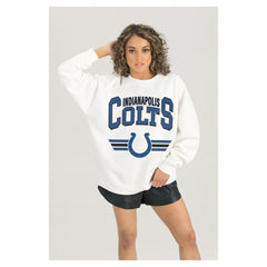 Indianapolis Colts Gameday Couture Women's Swift Strike Premium Oversized Fleece Pullover Sweatshirt White - NFL