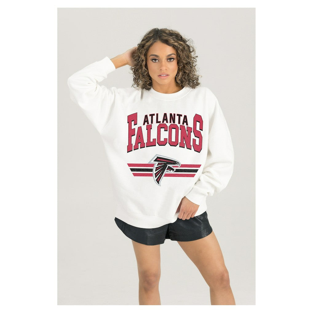 Atlanta Falcons Gameday Couture Women's Swift Strike Premium Oversized Fleece Pullover Sweatshirt White - NFL