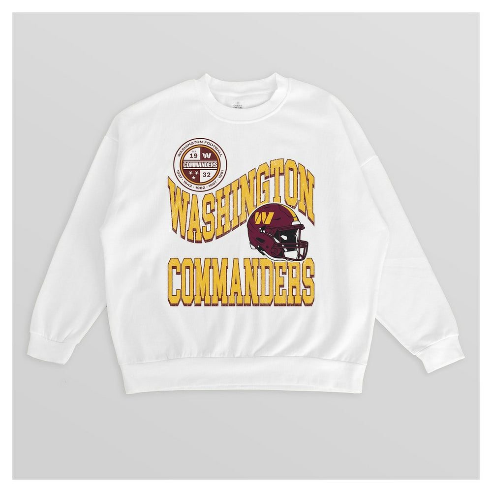 Washington Commanders Gameday Couture Women's Oversized Hard Earned Premium Fleece Pullover Sweatshirt White - NFL