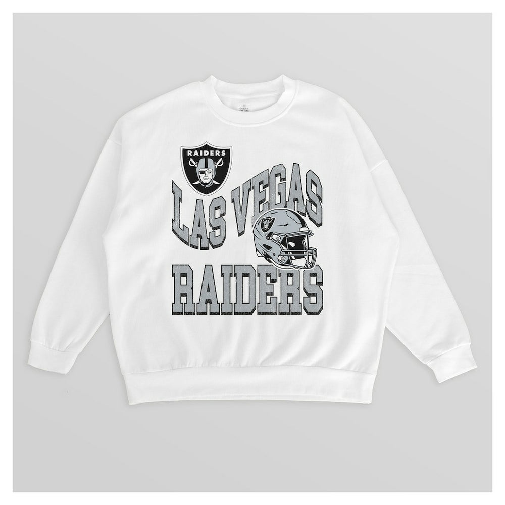 Las Vegas Raiders Gameday Couture Women's Oversized Hard Earned Premium Fleece Pullover Sweatshirt White - NFL