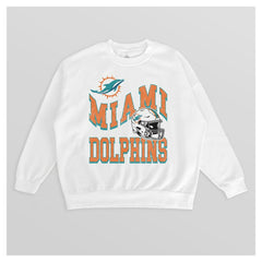 Miami Dolphins Gameday Couture Women's Oversized Hard Earned Premium Fleece Pullover Sweatshirt White - NFL