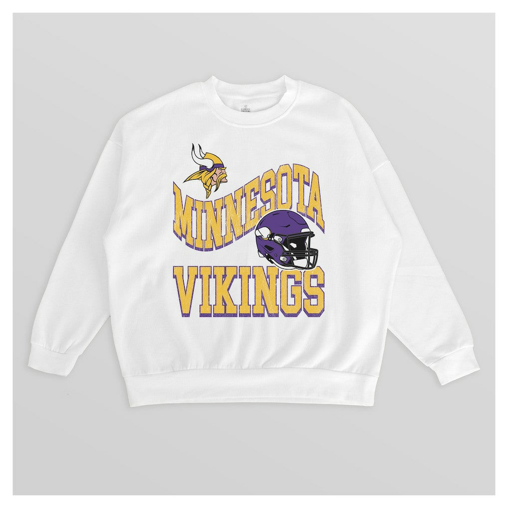Minnesota Vikings Gameday Couture Women's Oversized Hard Earned Premium Fleece Pullover Sweatshirt White - NFL