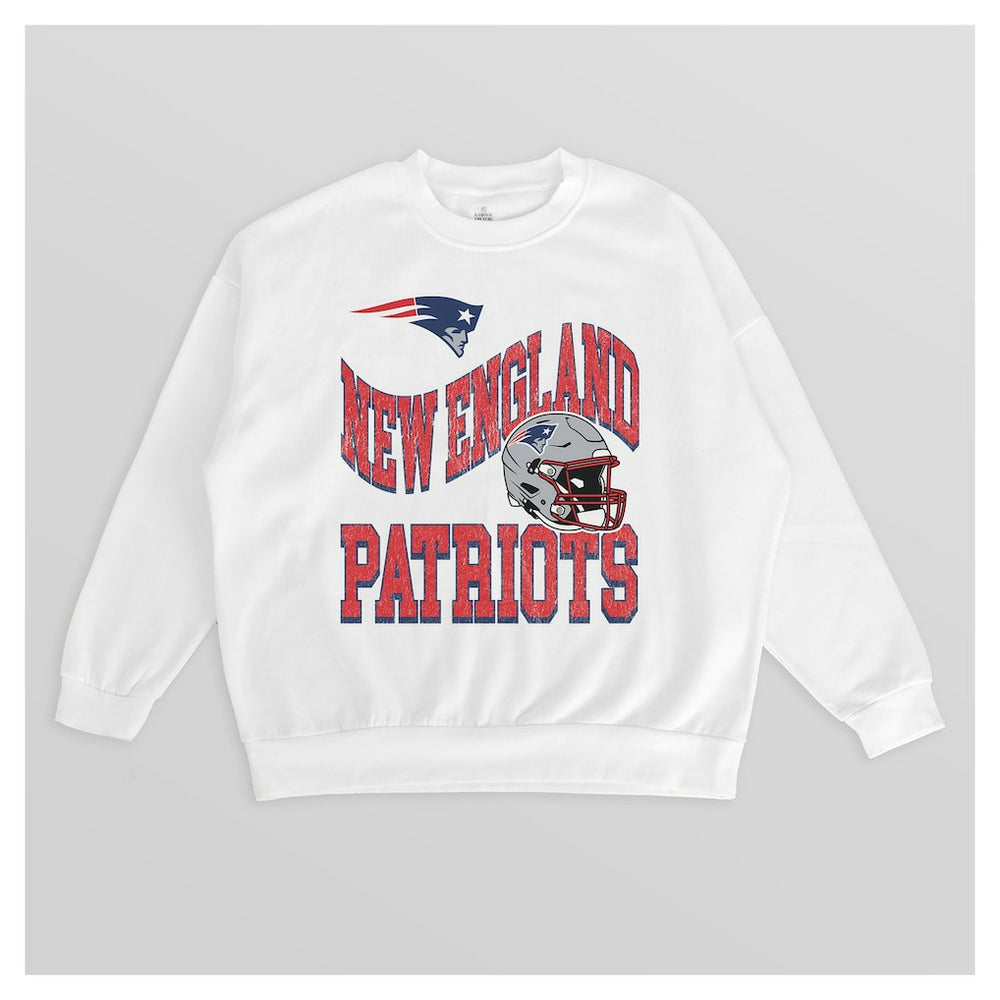 New England Patriots Gameday Couture Women's Oversized Hard Earned Premium Fleece Pullover Sweatshirt White - NFL