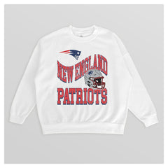 New England Patriots Gameday Couture Women's Oversized Hard Earned Premium Fleece Pullover Sweatshirt White - NFL