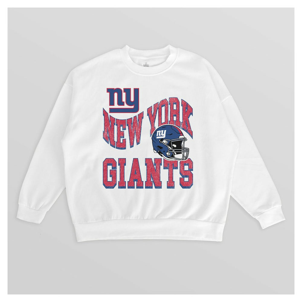New York Giants Gameday Couture Women's Oversized Hard Earned Premium Fleece Pullover Sweatshirt White - NFL