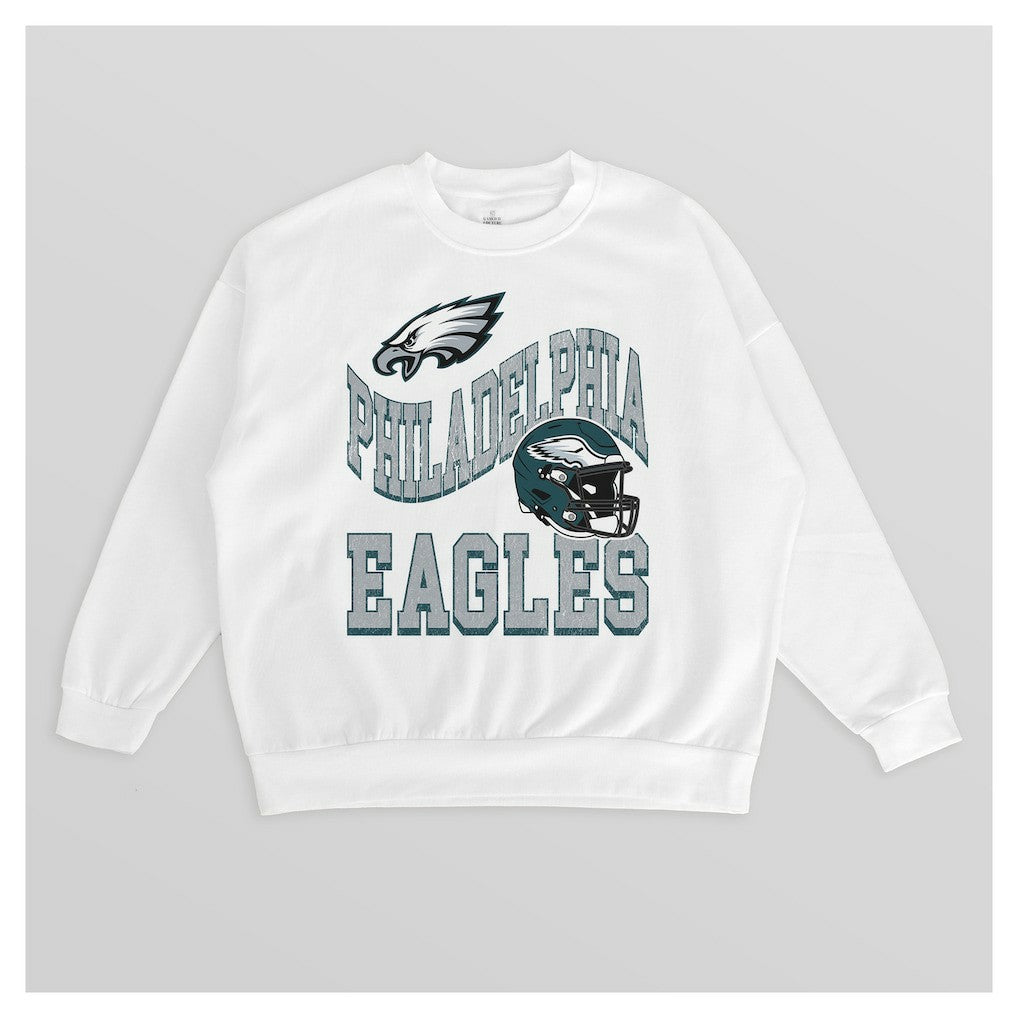 Philadelphia Eagles Gameday Couture Women's Oversized Hard Earned Premium Fleece Pullover Sweatshirt White - NFL