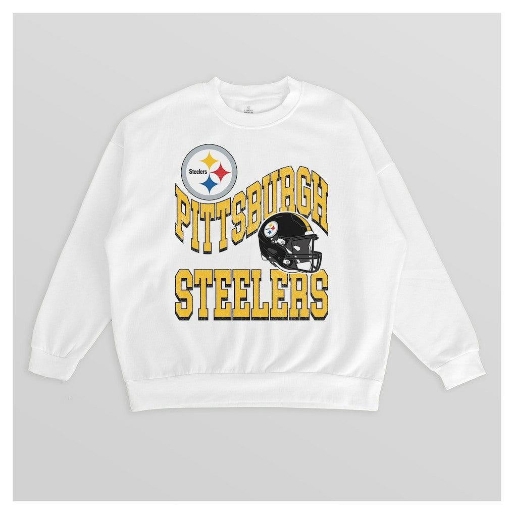 Pittsburgh Steelers Gameday Couture Women's Oversized Hard Earned Premium Fleece Pullover Sweatshirt White - NFL