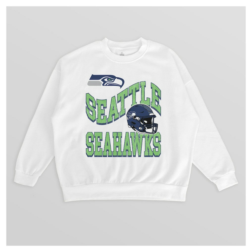 Seattle Seahawks Gameday Couture Women's Oversized Hard Earned Premium Fleece Pullover Sweatshirt White - NFL