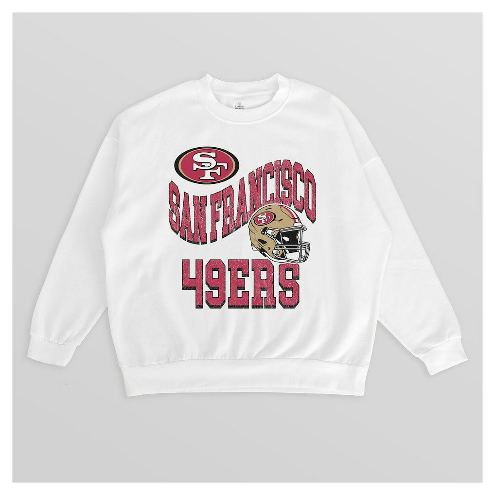 San Francisco 49ers Gameday Couture Women's Oversized Hard Earned Premium Fleece Pullover Sweatshirt White - NFL