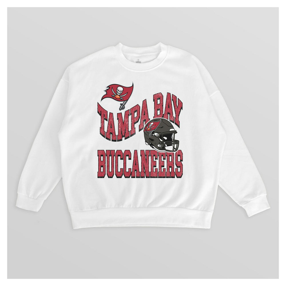 Tampa Bay Buccaneers Gameday Couture Women's Oversized Hard Earned Premium Fleece Pullover Sweatshirt White - NFL