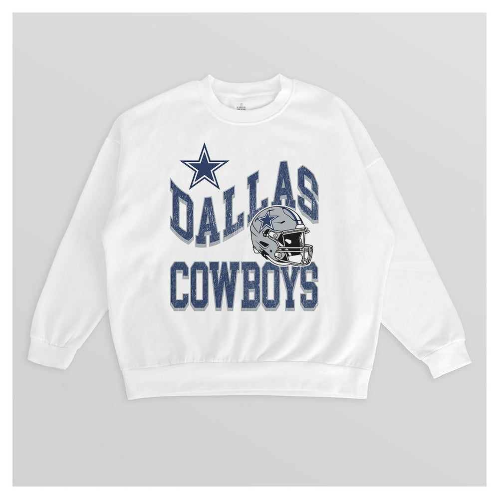 Dallas Cowboys Gameday Couture Women's Oversized Hard Earned Premium Fleece Pullover Sweatshirt White - NFL
