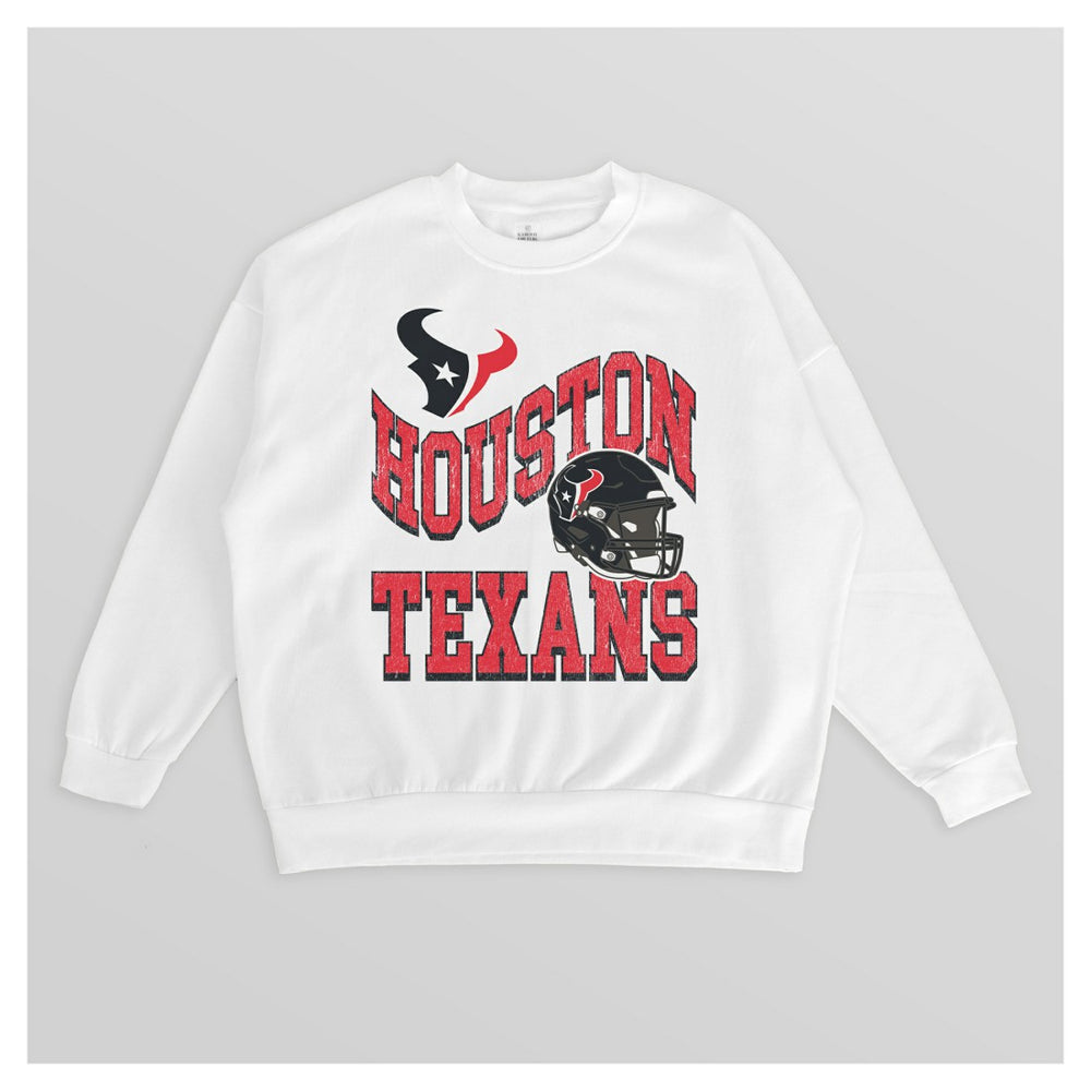 Houston Texans Gameday Couture Women's Oversized Hard Earned Premium Fleece Pullover Sweatshirt White - NFL