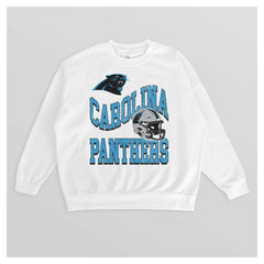 Carolina Panthers Gameday Couture Women's Oversized Hard Earned Premium Fleece Pullover Sweatshirt White - NFL