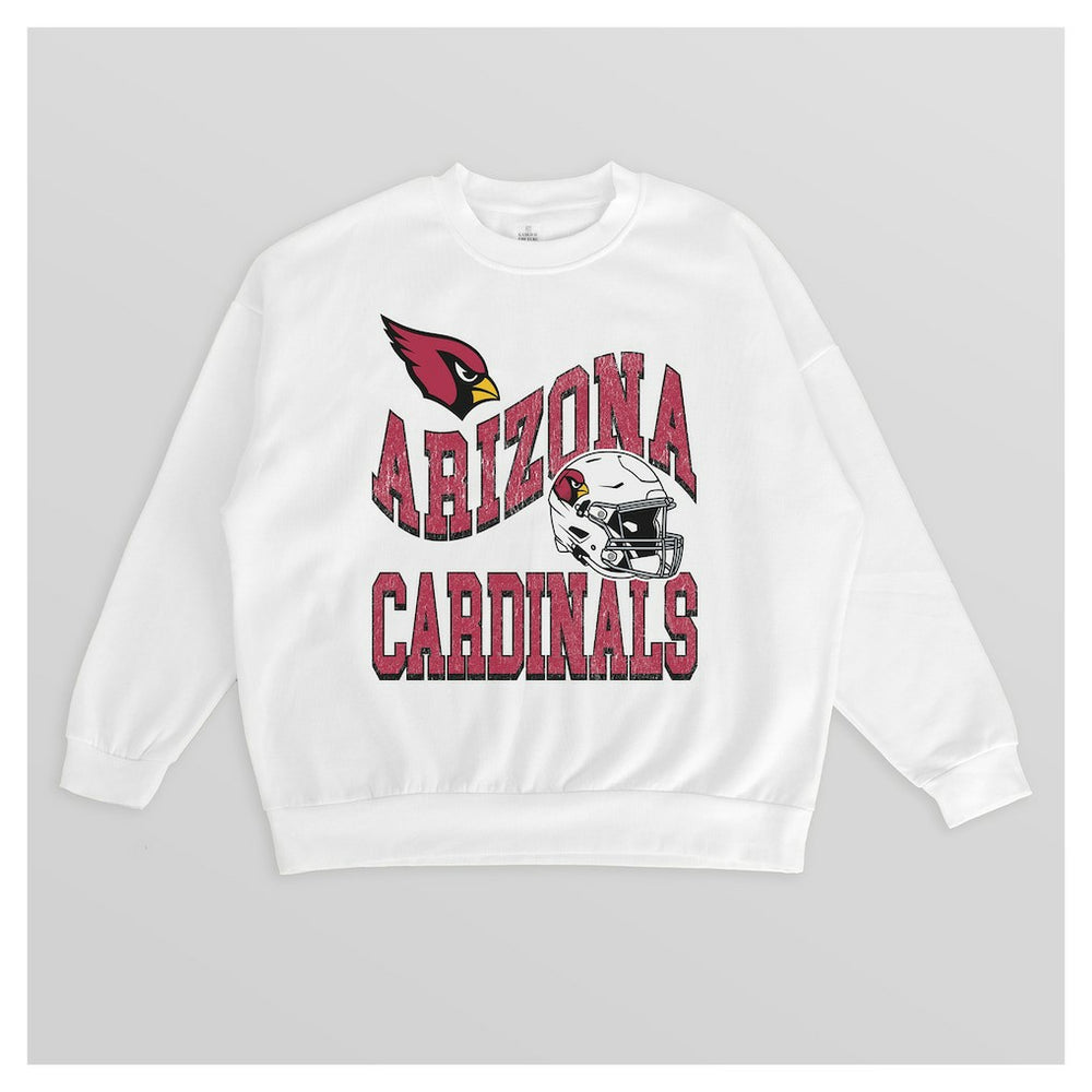 Arizona Cardinals Gameday Couture Women's Oversized Hard Earned Premium Fleece Pullover Sweatshirt White - NFL