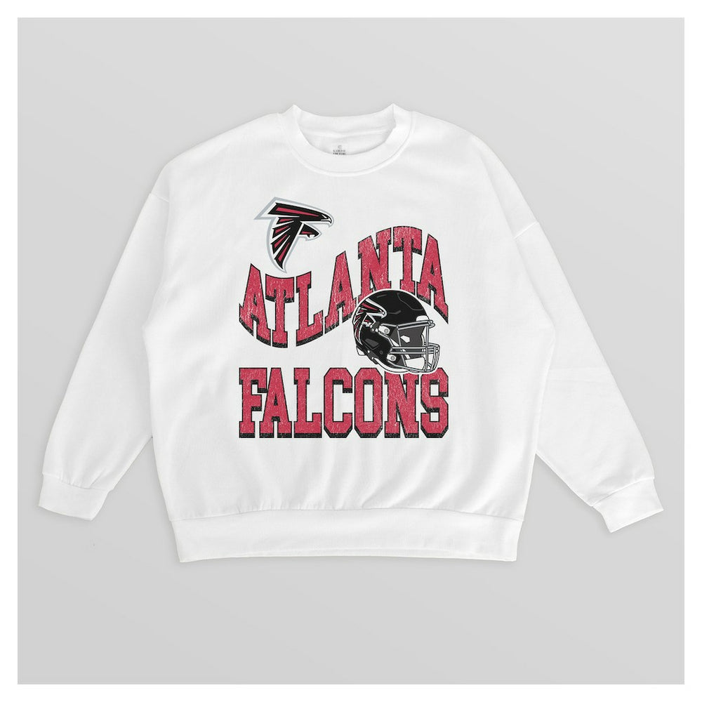Atlanta Falcons Gameday Couture Women's Oversized Hard Earned Premium Fleece Pullover Sweatshirt White - NFL