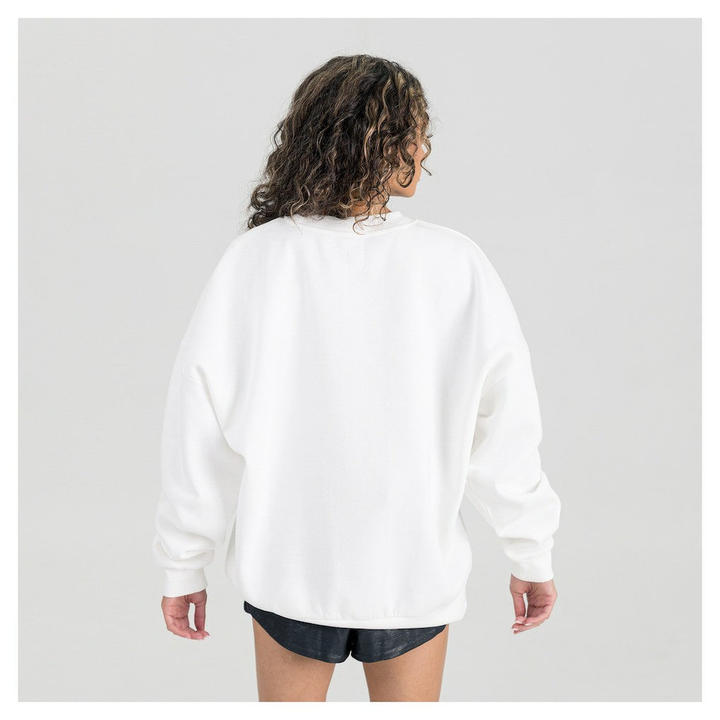 Baltimore Ravens Gameday Couture Women's Oversized Hard Earned Premium Fleece Pullover Sweatshirt White - NFL