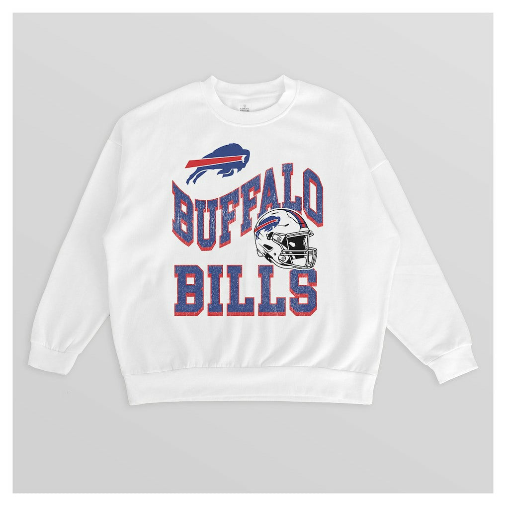 Buffalo Bills Gameday Couture Women's Oversized Hard Earned Premium Fleece Pullover Sweatshirt White - NFL