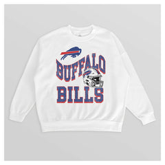 Buffalo Bills Gameday Couture Women's Oversized Hard Earned Premium Fleece Pullover Sweatshirt White - NFL