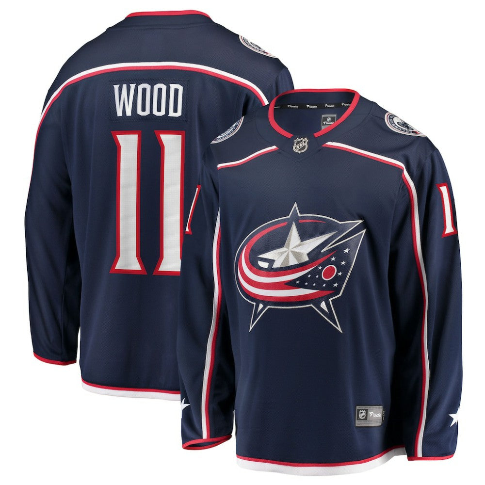 Miles Wood Columbus Blue Jackets Fanatics Home Breakaway Jersey - Navy | NHL Jerseys