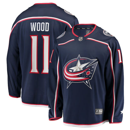 Miles Wood Columbus Blue Jackets Fanatics Home Breakaway Jersey - Navy | NHL Jerseys