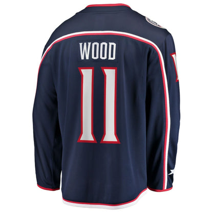 Miles Wood Columbus Blue Jackets Fanatics Home Breakaway Jersey - Navy | NHL Jerseys