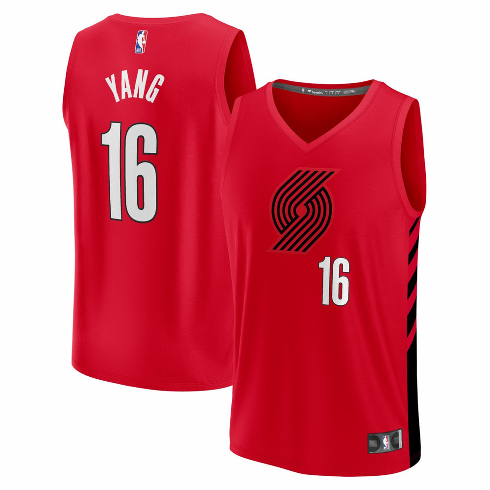 Fanatics - Yang Hansen Portland Trail Blazers Fast Break Replica Jersey - Red - Statement Edition