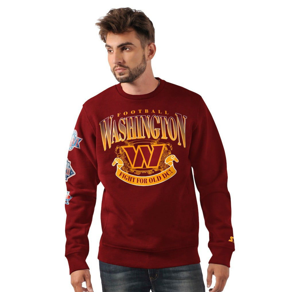 Washington Commanders Starter Fight On Knit Crewneck Sweatshirt Burgundy - NFL