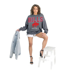 Buffalo Bills Gameday Couture Women's Bring Your Energy Oversized Premium Fleece Pullover Sweatshirt Charcoal - NFL