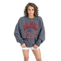 Houston Texans Gameday Couture Women's Long Weekends Oversized Premium Fleece Pullover Sweatshirt Charcoal - NFL