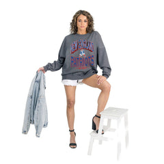 New England Patriots Gameday Couture Women's Long Weekends Oversized Premium Fleece Pullover Sweatshirt Charcoal - NFL