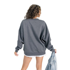 Buffalo Bills Gameday Couture Women's Long Weekends Oversized Premium Fleece Pullover Sweatshirt Charcoal - NFL