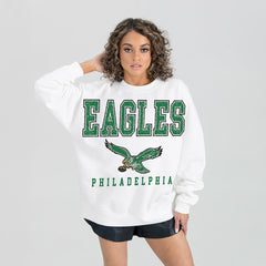 Philadelphia Eagles Gameday Couture Women's Classic Sunday Drives Oversized Premium Fleece Pullover Sweatshirt White - NFL
