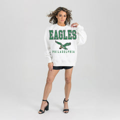 Philadelphia Eagles Gameday Couture Women's Classic Sunday Drives Oversized Premium Fleece Pullover Sweatshirt White - NFL