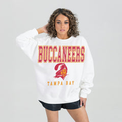 Tampa Bay Buccaneers Gameday Couture Women's Classic Sunday Drives Oversized Premium Fleece Pullover Sweatshirt White - NFL