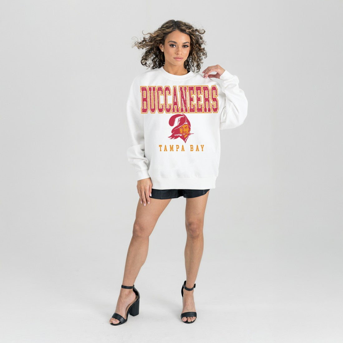 Tampa Bay Buccaneers Gameday Couture Women's Classic Sunday Drives Oversized Premium Fleece Pullover Sweatshirt White - NFL
