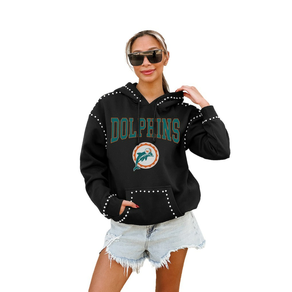 Miami Dolphins Gameday Couture Women's Studded Pullover Hoodie Black - NFL