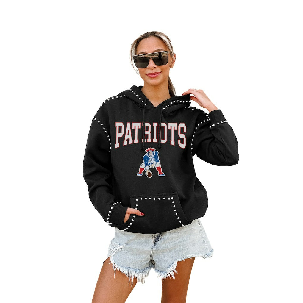New England Patriots Gameday Couture Women's Studded Pullover Hoodie Black - NFL