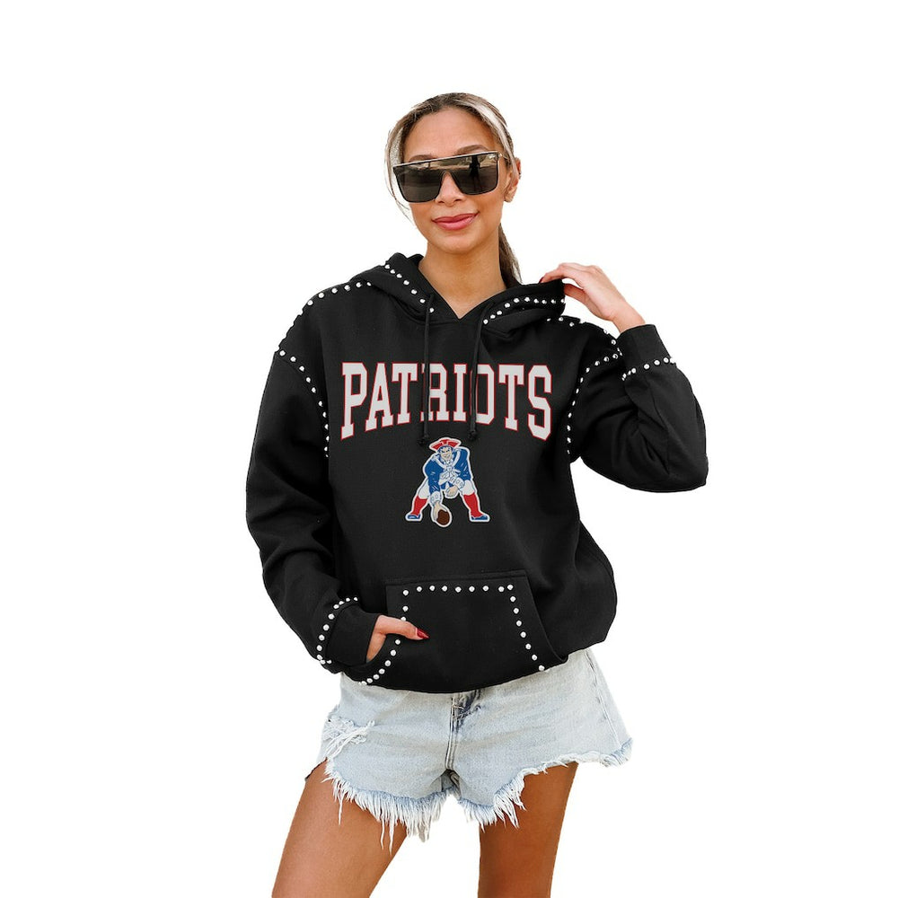 New England Patriots Gameday Couture Women's Studded Pullover Hoodie Black - NFL
