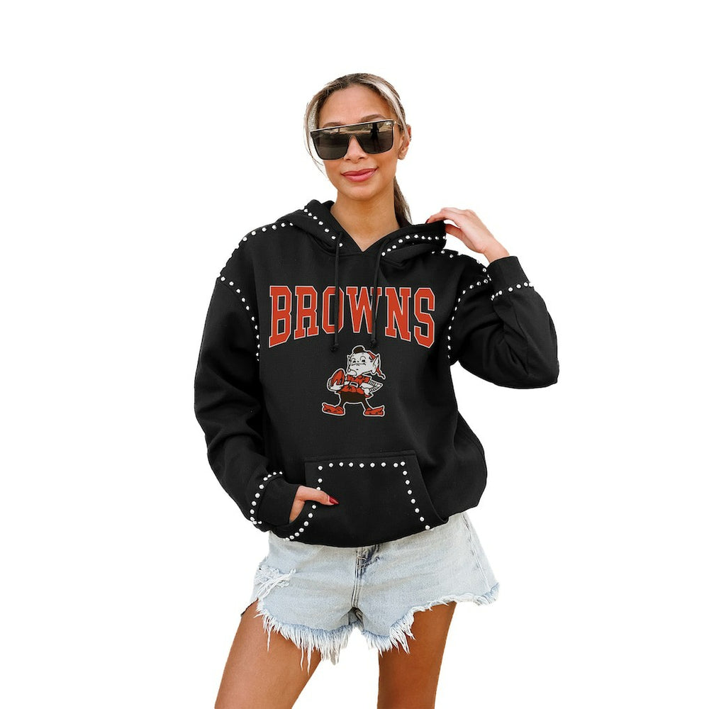 Cleveland Browns Gameday Couture Women's Studded Pullover Hoodie Black - NFL