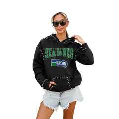 Seattle Seahawks Gameday Couture Women's Studded Pullover Hoodie Black - NFL