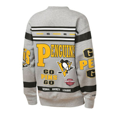 Pittsburgh Penguins Mitchell & Ness Youth Allover Print Fleece Crewneck Sweatshirt Heather Gray